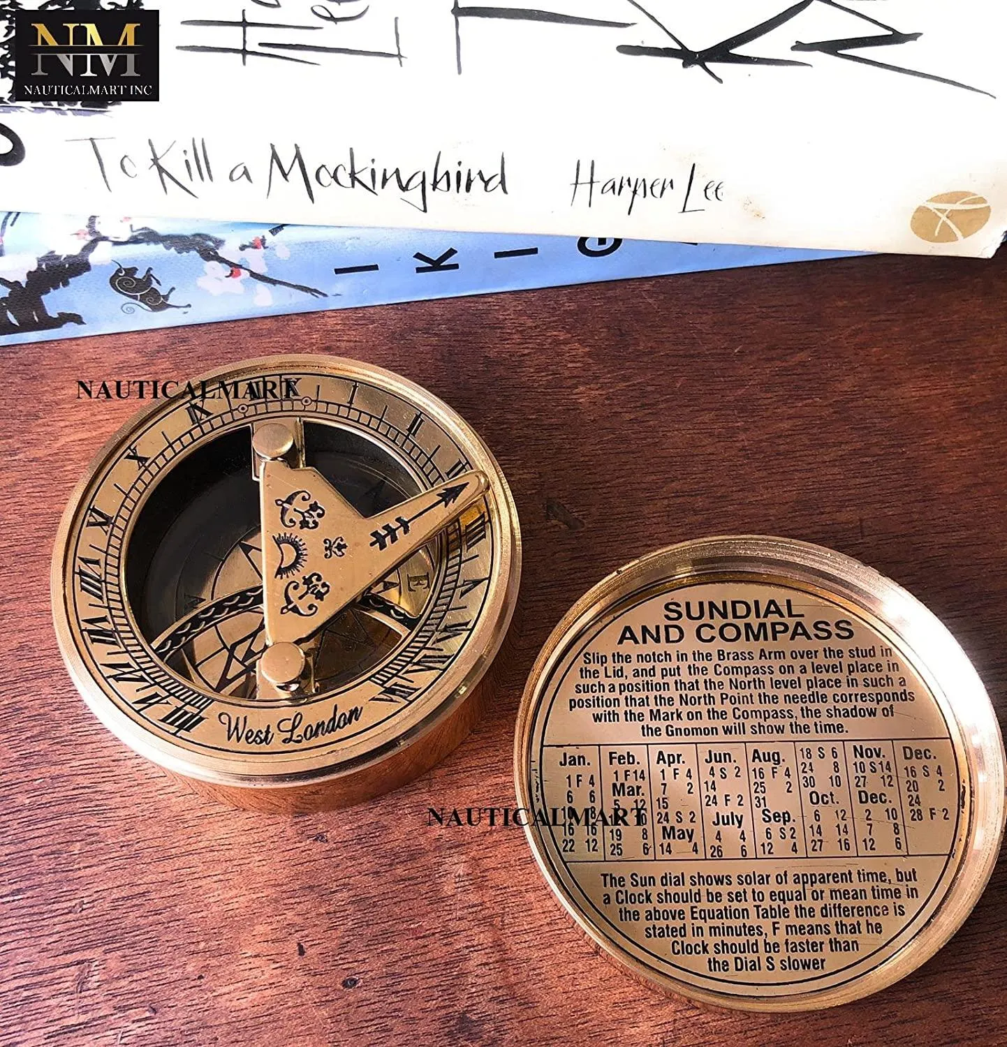 Brass Sundial Compass with Special Engraved Greeting