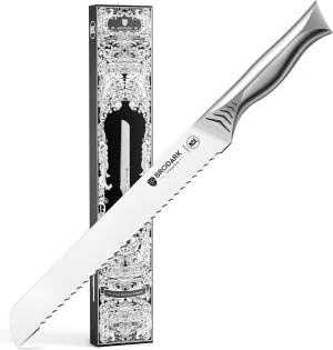 Bread Knife - 10" Serrated Knife for Homemade Bread Sourdough - High Carbon Stainless Steel, One Piece Design, Sharp Serrated Edge for Even & Straight Slicing - NSF Certified, Shark Series