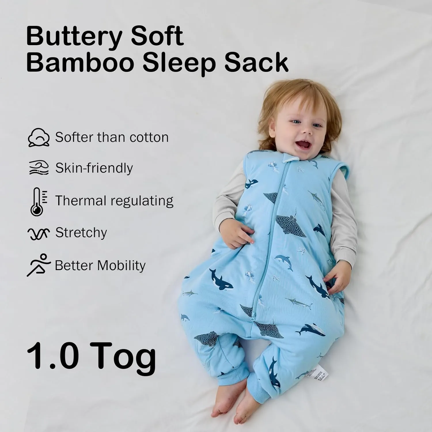 BubblePanda Rayon Made from Bamboo Toddler Sleep Sack with Feet 12-24 Months 1.0 Tog Ultra Soft Toddler Sleeping Sack 1t-2t Sleep Bag Walker Quilted Wearable Blanket with Legs 2-Way Zipper Lightweight