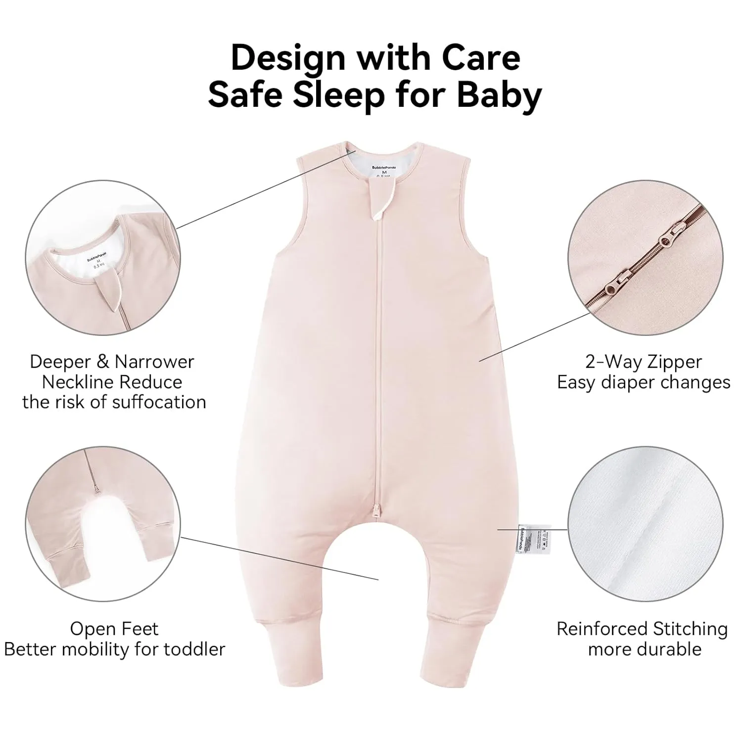 BubblePanda Rayon Made from Bamboo Toddler Sleep Sack with Feet 24-36 Months 0.5 Tog Ultra Soft Toddler Sleeping Sack 2t-3t Baby Sleep Bag Walker Wearable Blanket with Legs 2-Way Zipper Lightweight