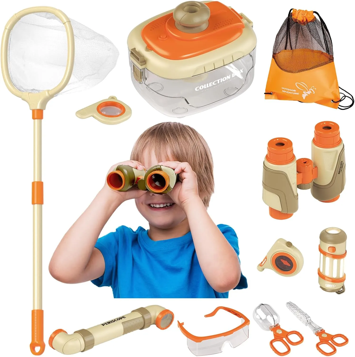 Bug Catcher for Kids & Outdoor Explorer Kit, Kids Nature kit with Binoculars, Bug Catching Kit & Outside Toys, Gift for 3-10 Years Old Boys Girls, 11 PCS