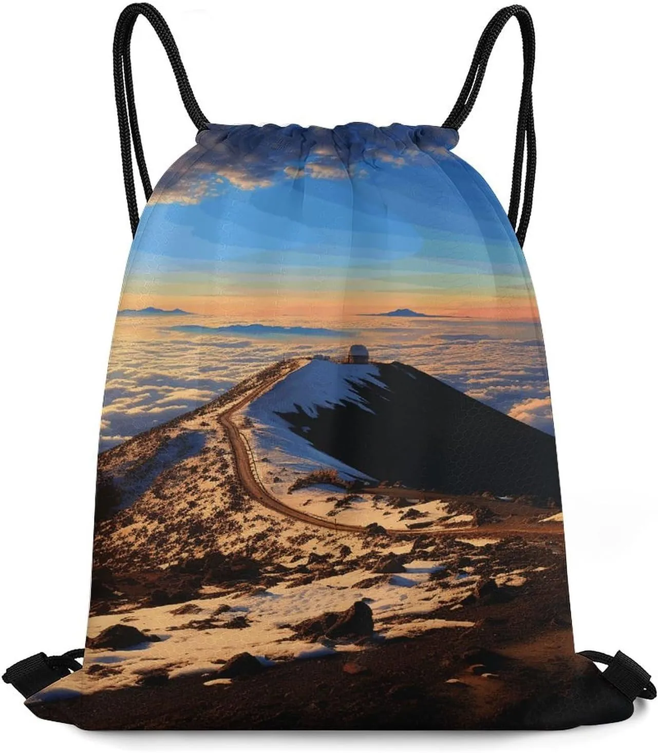 Bundle Pocket, Mauna Kea Summit Sunset Print Versatile Sports Bag Travel Drawstring Bag Gym Backpack Lightweight Travel Bag, 35*42cm, Style