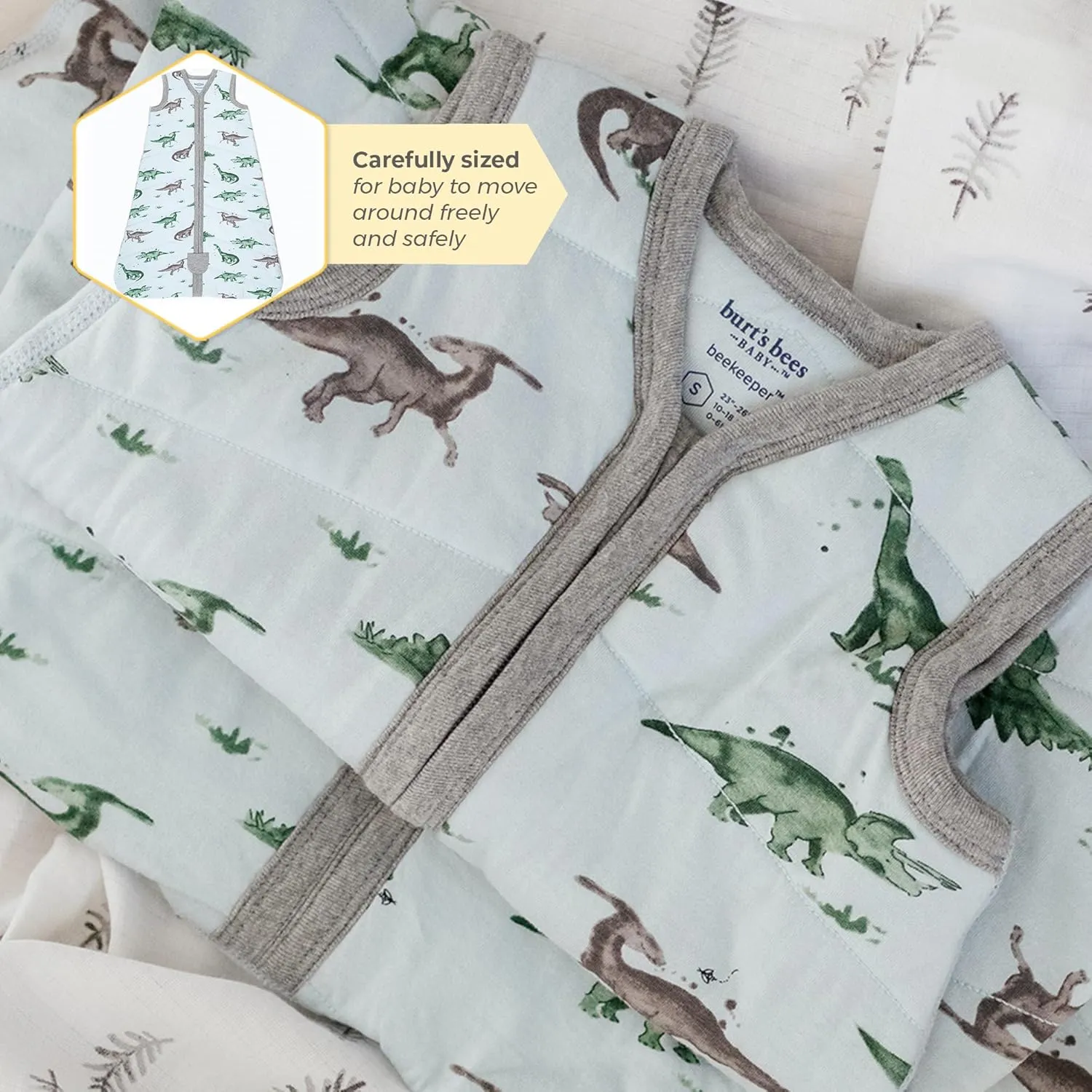 Burt's Bees Baby Beekeeper Wearable Blanket, Organic Cotton Swaddle 0.5 or 1.5 TOG, Newborn Essentials Shower Gift