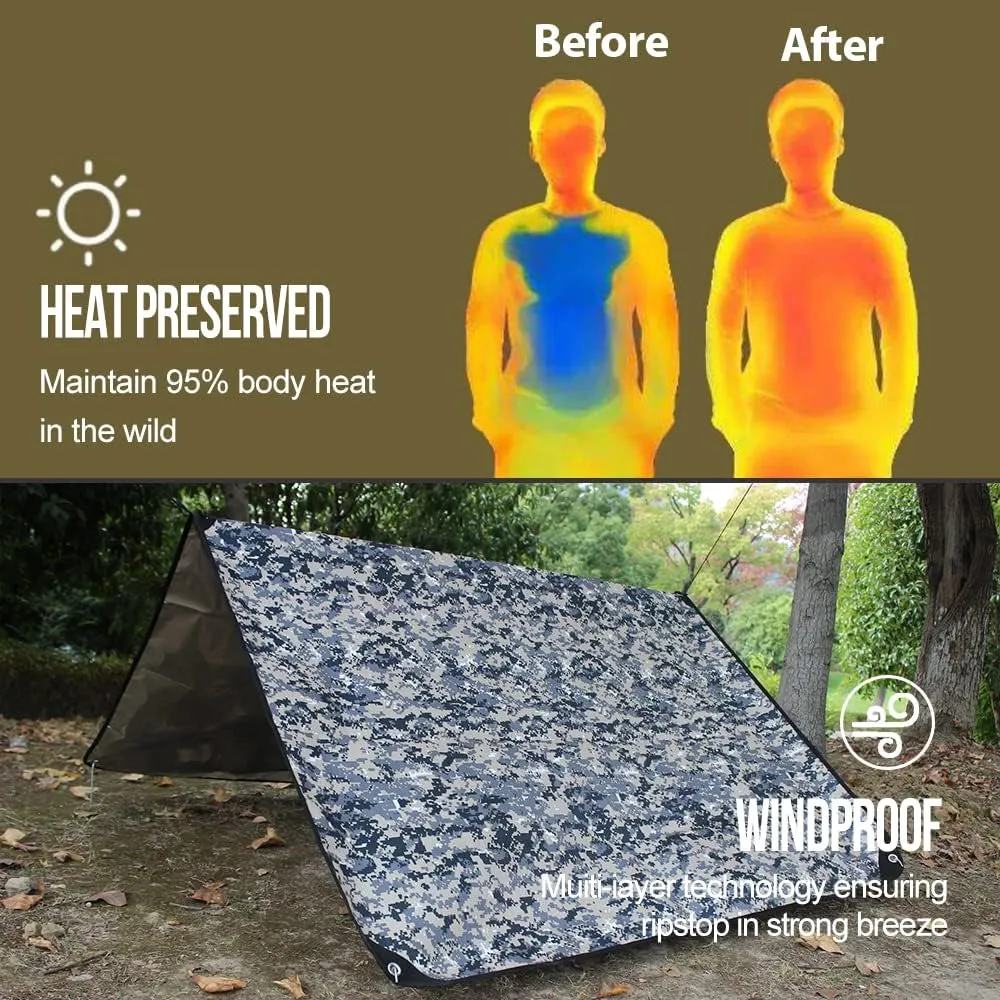 Bushcraft Tarp Survival Blanket for Recommended Emergency Emergency Duty Waterproof Blanket Heavy Best-selling collection Insulated Gear Hiking, Camping,