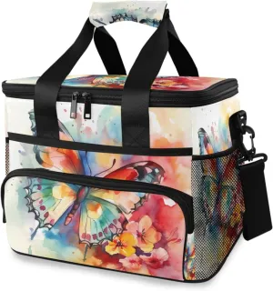 Butterfly Rainbow Tie Dye Cooler Bag Insulated Cooler Soft Sided Cooler 24 Can Portable Picnic Bag Large Leakproof Lunch Bag Box for Beach Grocery Camping Travel Car Men Women