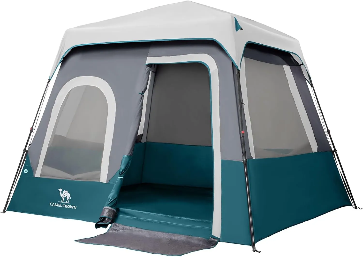 CAMEL CROWN Cabin Tent with 1-Minute Setup, 5/6 Person Instant Tent with with Pre-Attached Poles,Weatherproof Floor