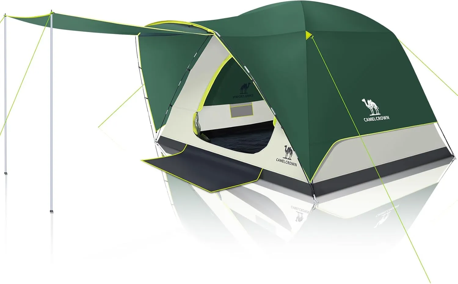 CAMEL CROWN Tents for Camping, 3/4/5/6 Person Waterproof Tent Skydome Camping Tent Easy Setup Backpacking Family Tents with Floor Mats and Attached Porch for Outdoor Hiking