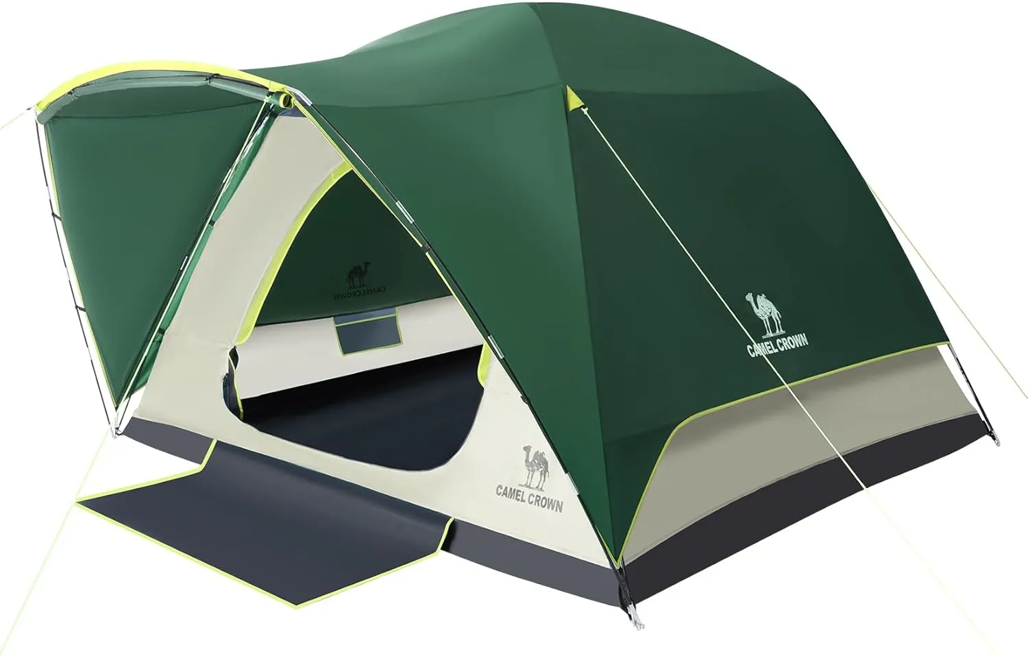 CAMEL CROWN Tents for Camping, 3/4/5/6 Person Waterproof Tent Skydome Camping Tent Easy Setup Backpacking Family Tents with Floor Mats and Attached Porch for Outdoor Hiking
