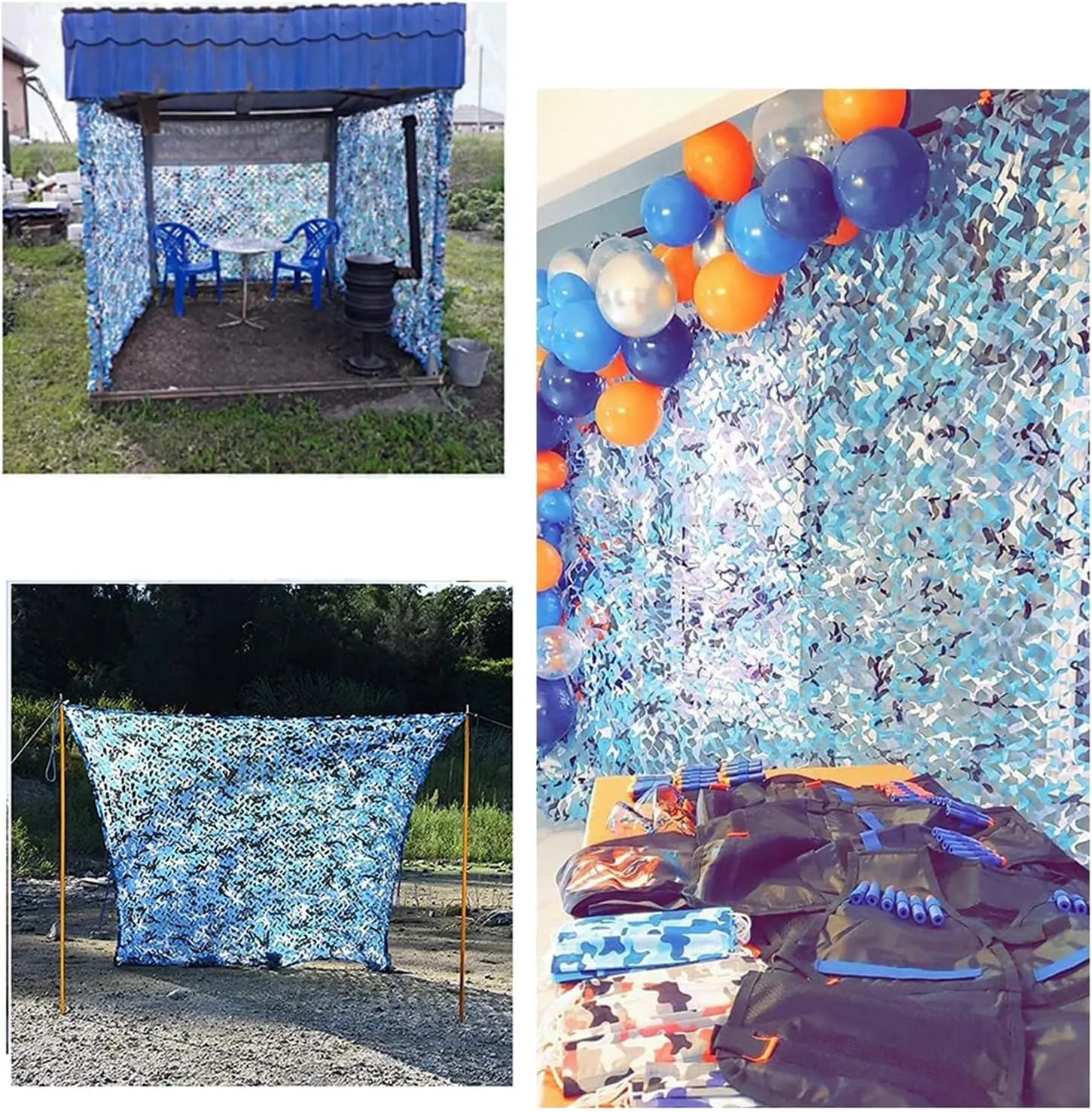Camouflage Net Blue 2x3m 2x5m 2x10m 4x5m 4x6m 6x6m, Camouflage Netting Camping, for Outdoor Garden Decoration Sun Shelter Tarp Shade Net (Size : 1.5X12m/4.9X39.4ft)
