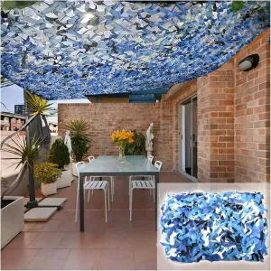 Camouflage Net Blue 2x3m 2x5m 2x10m 4x5m 4x6m 6x6m, Camouflage Netting Camping, for Outdoor Garden Decoration Sun Shelter Tarp Shade Net (Size : 1.5X12m/4.9X39.4ft)
