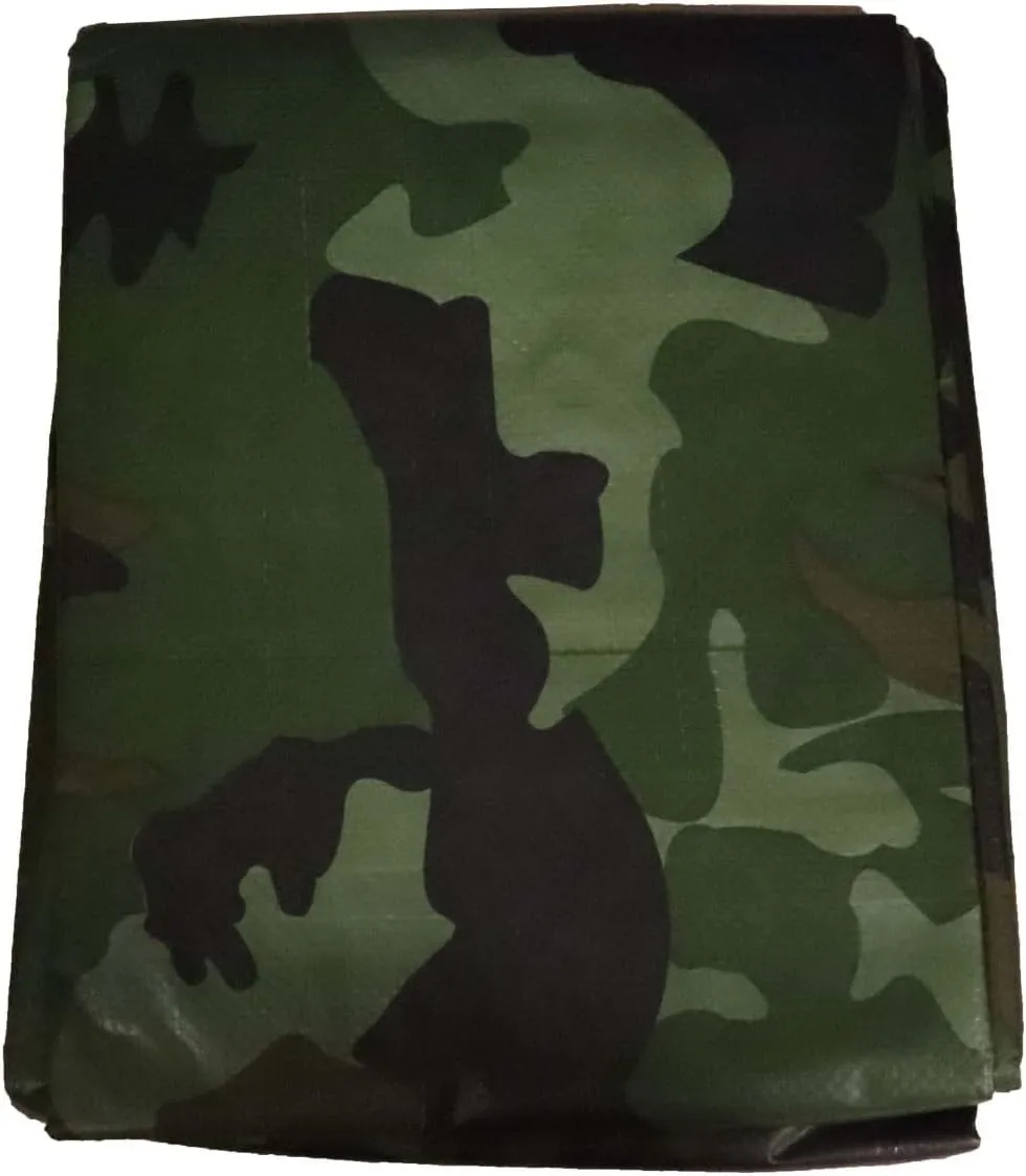 Camouflage Reversible Waterproof Tarp - 5 mil Thickness - Laminated, Heavy Duty, Tear Resistant - Protective Camping Tarp & Multipurpose Cover (6'x8', Green & Brown Camo)