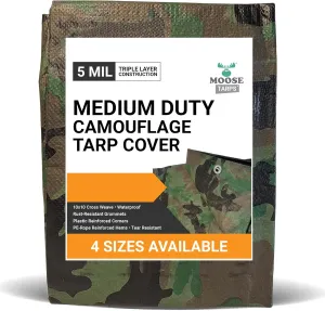 Camouflage Reversible Waterproof Tarp - 5 mil Thickness - Laminated, Heavy Duty, Tear Resistant - Protective Camping Tarp & Multipurpose Cover (6'x8', Green & Brown Camo)