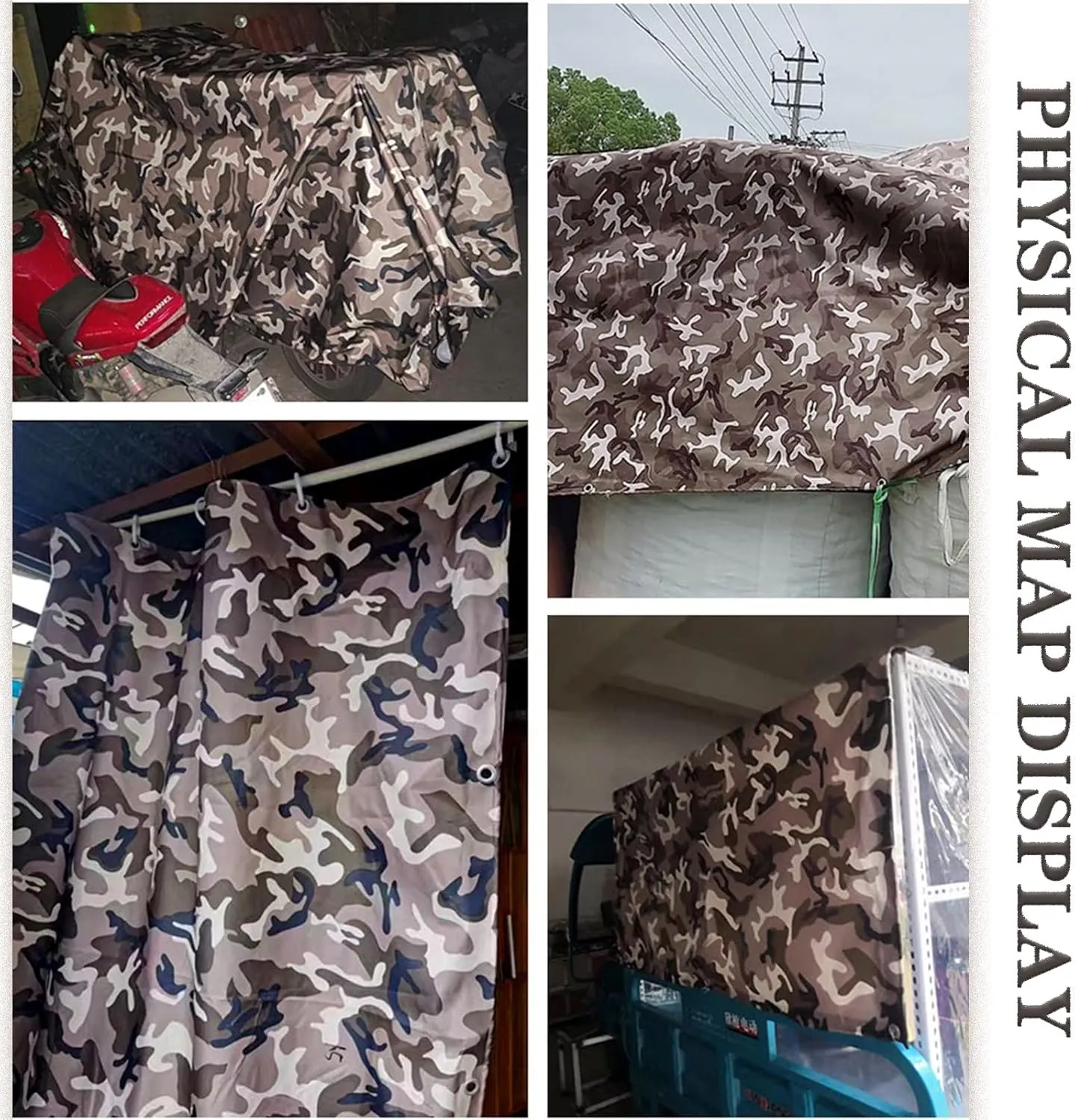 Camouflage Tarpaulin Heavy Duty Tarp Sheet Waterproof Canopy Tent 0.4mm Thick Multipurpose Canvas Cover 5X5M Caravan Camo Groundsheet with Metal Eyelets (Size:3x7m)