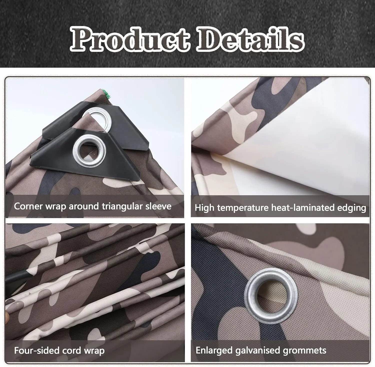 Camouflage Tarpaulin Heavy Duty Tarp Sheet Waterproof Canopy Tent 0.4mm Thick Multipurpose Canvas Cover 5X5M Caravan Camo Groundsheet with Metal Eyelets (Size:3x7m)