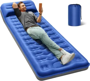 Camping Air Mattress with Storage Bag, Twin Size, Blue