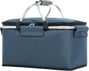 Camping Bags Folding Picnic Bag for Camping Basket Thermal Cooler Bag for Camping Supplies for Shopping Storage Beach Box Oxford Cloth(Blue)