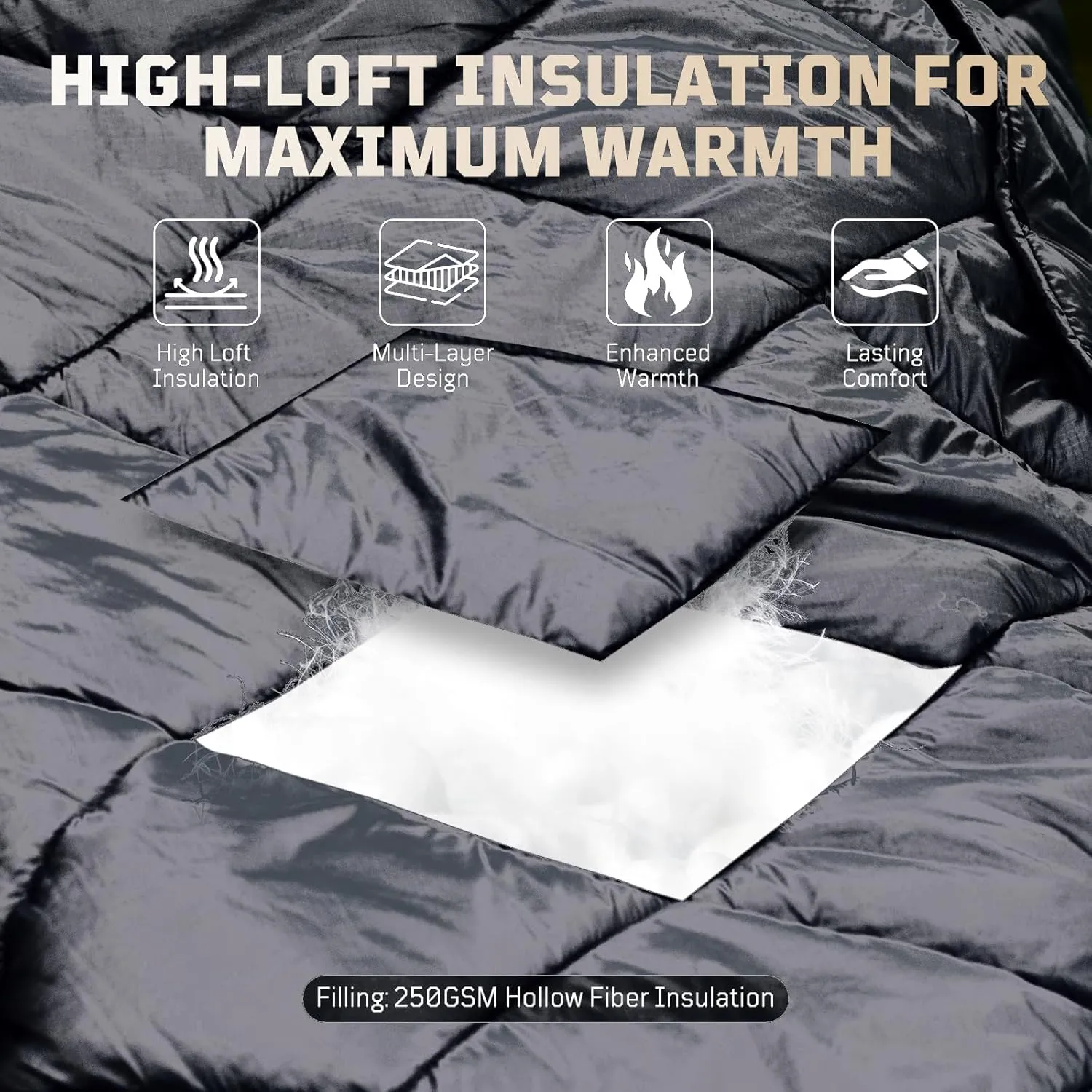 Camping Blanket - Packable, Ultra Warm and Lightweight with Snap Button Backpacking Quilt, for Sleeping, Outdoors, Travel, and Indoor Use - Gray