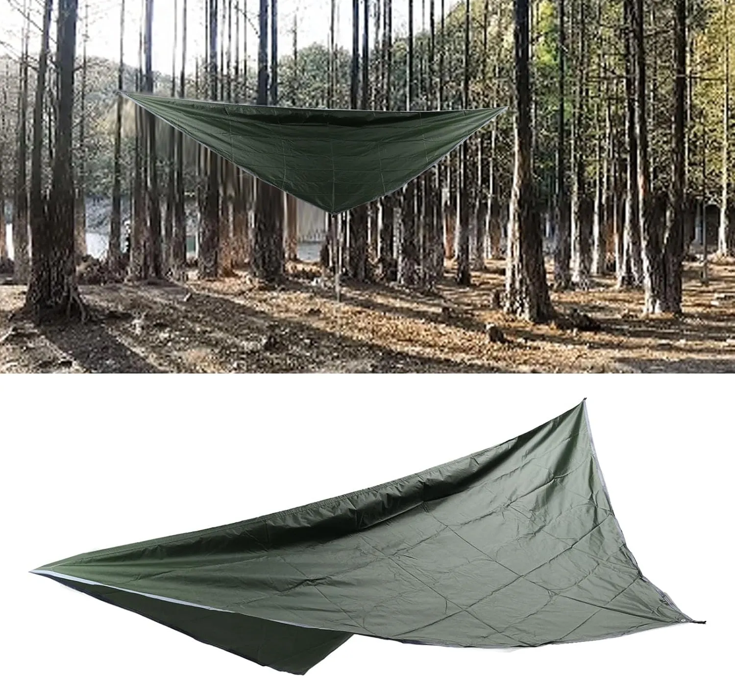 Camping Canopy, Watertight Lightweight Tent Tarp with Windproof Rope for Outdoor Activities, 210T Polyester (OD Green)