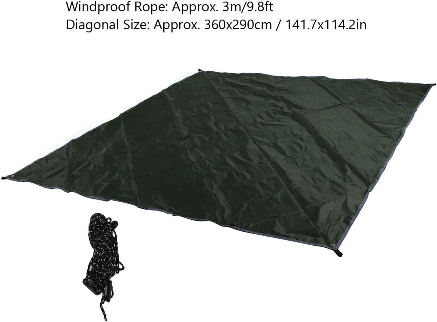 Camping Canopy, Watertight Lightweight Tent Tarp with Windproof Rope for Outdoor Activities, 210T Polyester (OD Green)