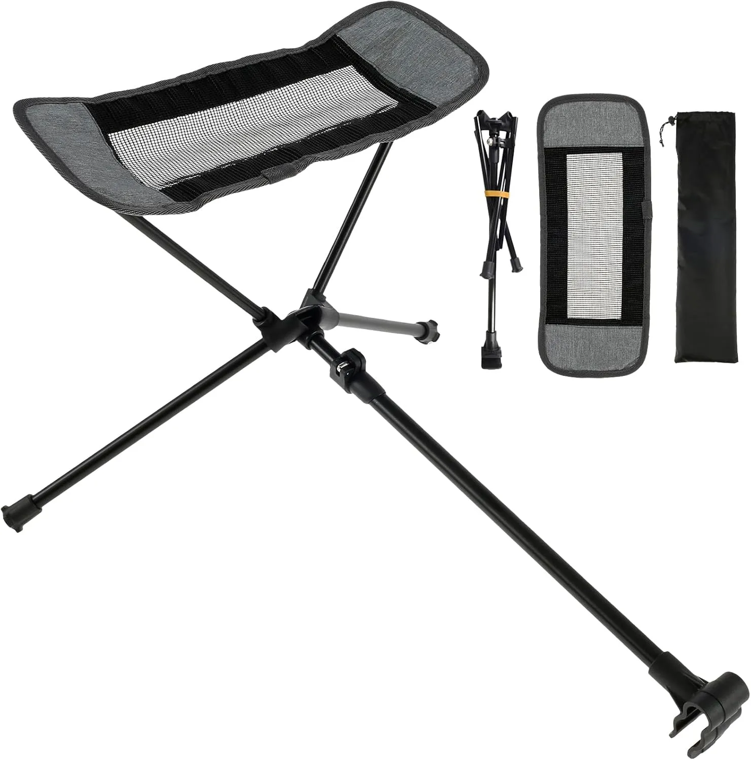 Camping Chair Foot Rest, Foldable Hammock Chair Footrest, Folding Attachable Camp Chair Leg Rest, Outdoor Retractable Camp Footrest for Reclining Swing Chair Moon Chair Beach (Gray)
