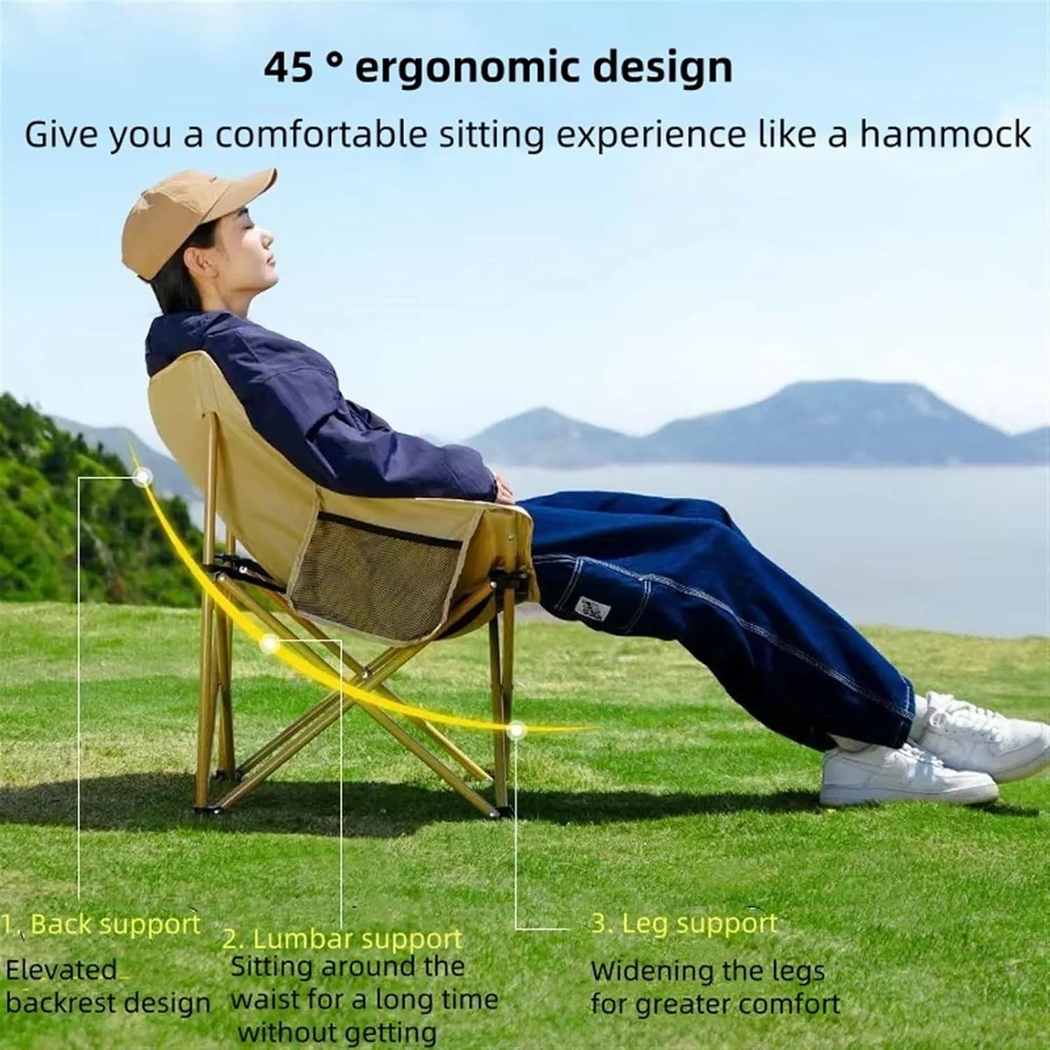 Camping Chairs-Folding Chairs for Outside, Directors Chairs Foldable,Foldable and Reclining Beach Chair,Lawn Chairs for Adults Heavy Duty,Lightweightutdoor Camp Chair for Adults(Brown)