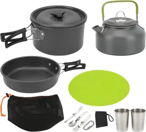 Camping Cookware Portable Cooking Set Backpacking Pot Pan Teapot Lightweight Compact Kit for Hiking Biking