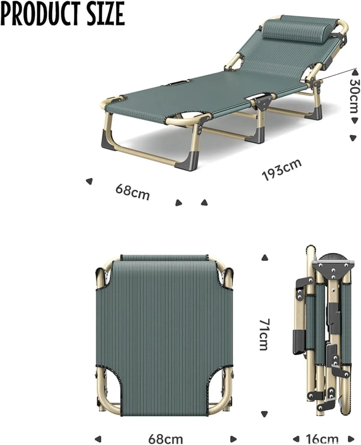 Camping Cot Adjustable 5-Position Folding Camping Bed Portable W/Mattress Cots for Camping Reclining Chaise Folding Bed