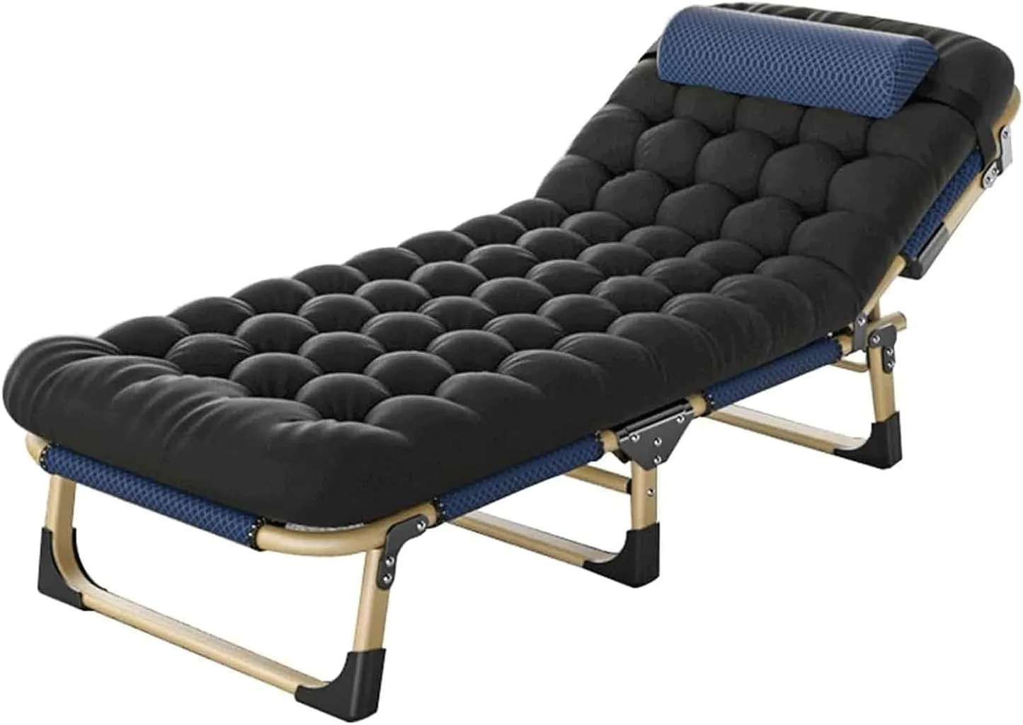 Camping Cot Adjustable 5-Position Folding Camping Bed Portable W/Mattress Cots for Camping Reclining Chaise Folding Bed