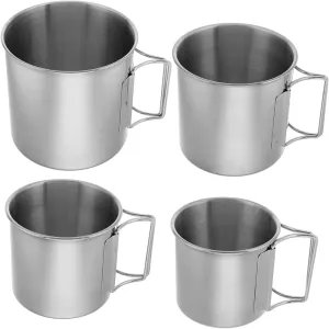 Camping Cups 4pcs Folding Camping Stainless Steel Cup Compact Design for