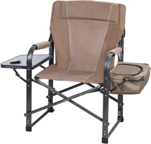 Camping Directors Chair,Oversized Portable Chair with Cooler Bag and Cup Holder,Heavy Duty High Directors Chair for Adults,Folding Ice Camping Chair for Outside Beach Lawn Fishing Blown