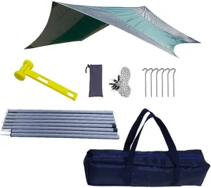 Camping Hammock Tarp, Camping Tarp Rain Fly Tent Waterproof Durable Rainfly Shelter, Portable Beach Sun Shelter Perfect for Camping, Hiking Sun Shelter Folding Pergola Canopy,Hexagonal green,410410