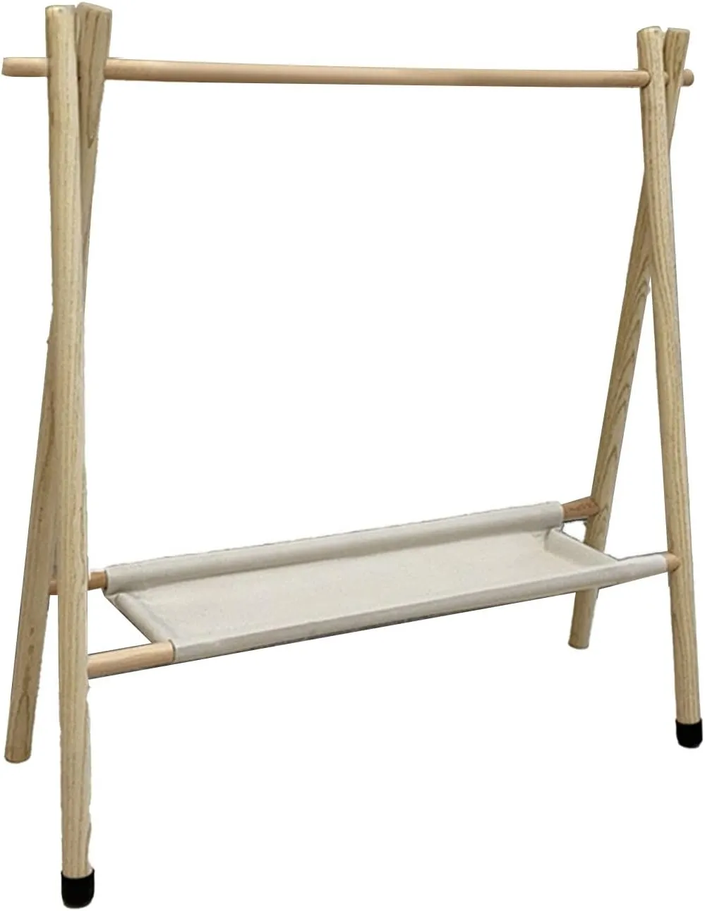 Camping Hanging Rack, Foldable Design Multifunction Outdoor Stand Tools, Wood Metal Rubber Oxford Cloth Camping Stand with Hooks, for Light Tools Cookware Hanging