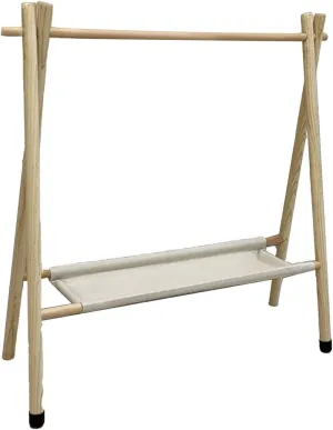 Camping Hanging Rack, Foldable Design Multifunction Outdoor Stand Tools, Wood Metal Rubber Oxford Cloth Camping Stand with Hooks, for Light Tools Cookware Hanging