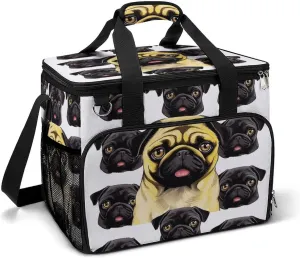 Camping Ice Pack, Black Yellow Pug Print Insulated Cooler Bag Large Capacity Ice Pack Portable Camping Cooler Outdoor Picnic Cooler, style