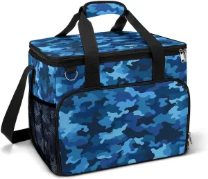 Camping Ice Pack, Blue Camo Print Insulated Cooler Bag Large Capacity Ice Pack Portable Camping Cooler Outdoor Picnic Cooler, style