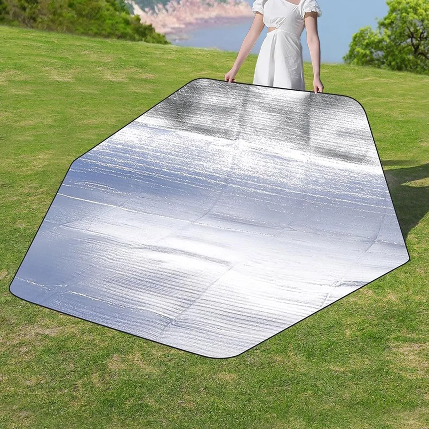 Camping Mat Hexagon Aluminum Foam Foil Waterproof Cushion Foldable Sleeping Mattress Insulated Footprint Pad for Camping Foam Pad Insulating Foil Mat