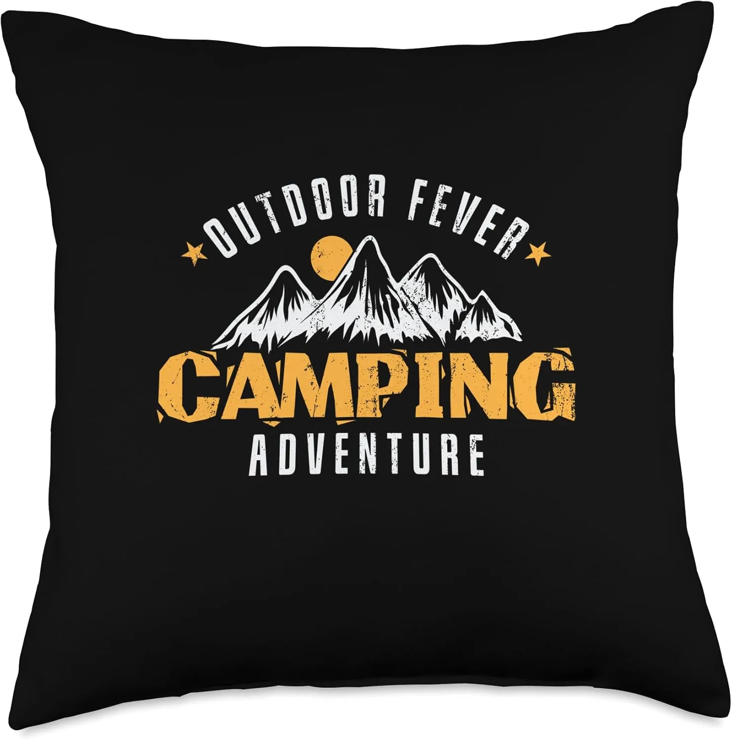 Camping Mountain Range "Outdoor Fever Camping Adventure" Throw Pillow