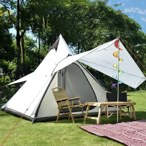 Camping Pyramid Teepee Tent Outdoor Portable Double Layers Indian Tent Family Camping Tent for Outdoor Hiking