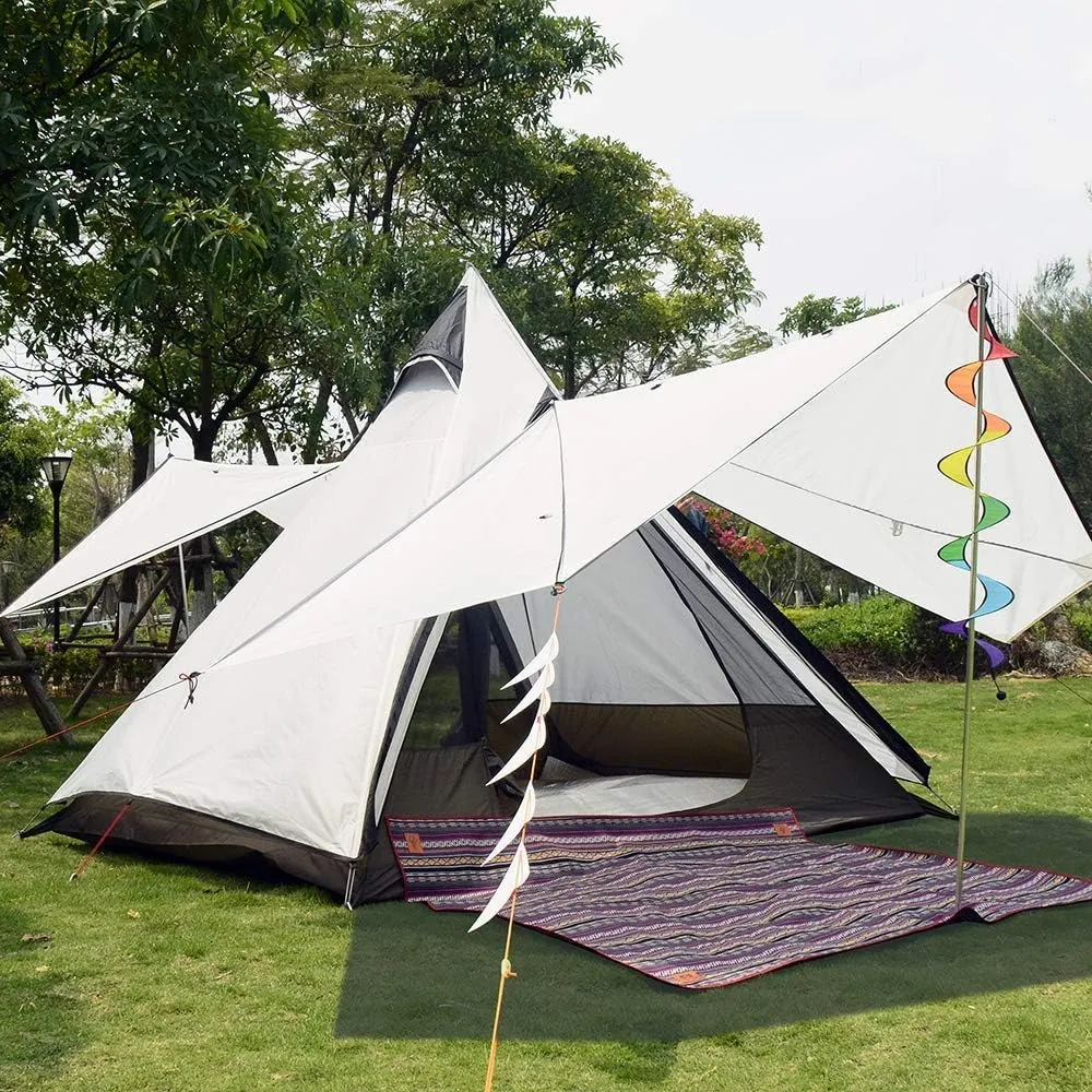 Camping Pyramid Tipi Tent Adult Indian Teepee Tent Yurt Tent Double Layers Tents for Outdoor Camping Hiking Hunting 3-4 Person