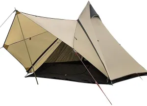 Camping Pyramid Tipi Tent for 3-4 Persons, Double Layer Indian Teepee Yurt Tent, Waterproof Outdoor Shelter for Hiking, Hunting & Camping (Camel)