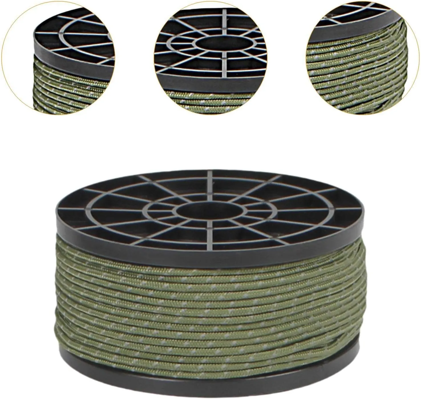 Camping Rope for Tarp Reflective Paracord Stable Multipurpose Clothesline Reflective guyline for Camping Awning Hiking Tarp, Green