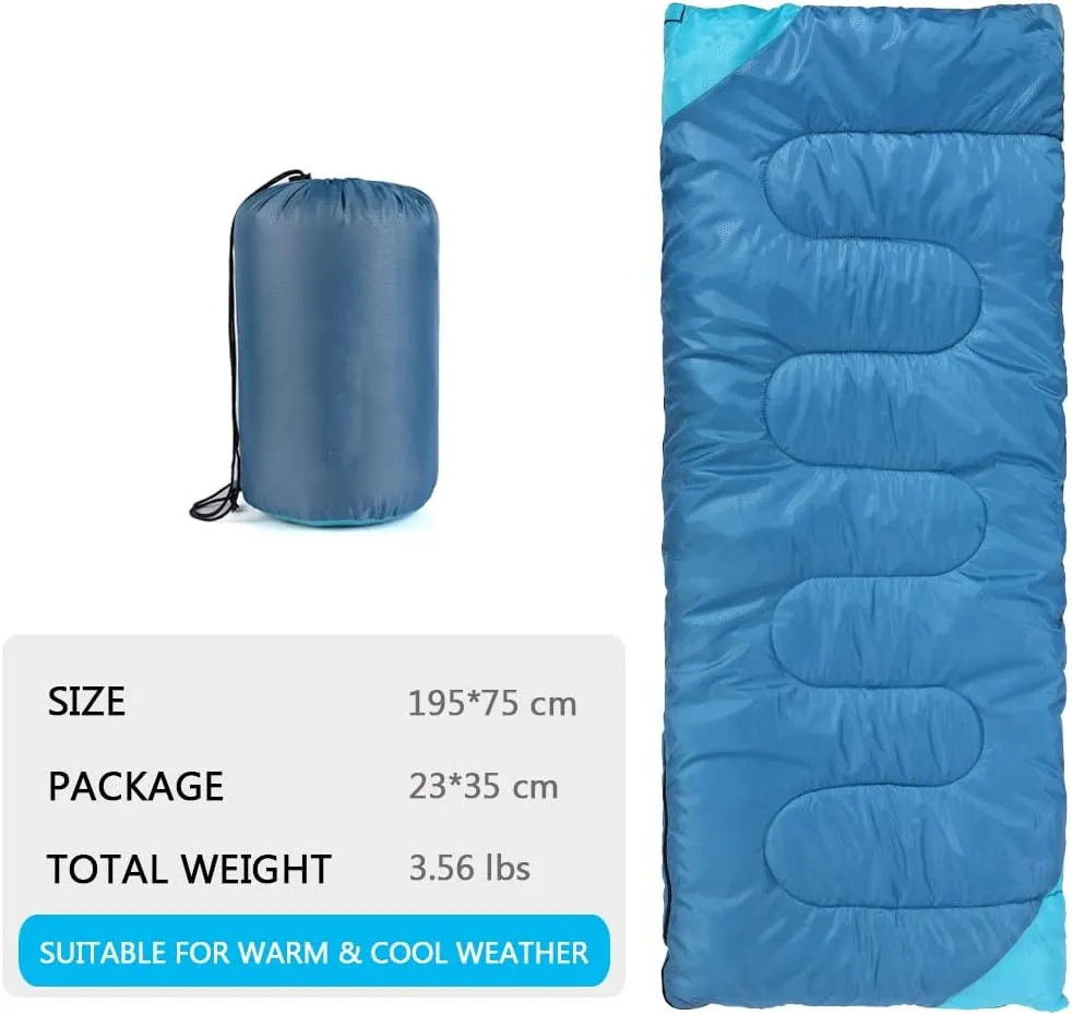 Camping Sleeping Bag for Adults Boys and Girls,Cold and Warm Weather-Summer, Spring, Fall, Lightweight, Waterproof Compact Bag for Camping Gear Equipment, Traveling, and Outdoors