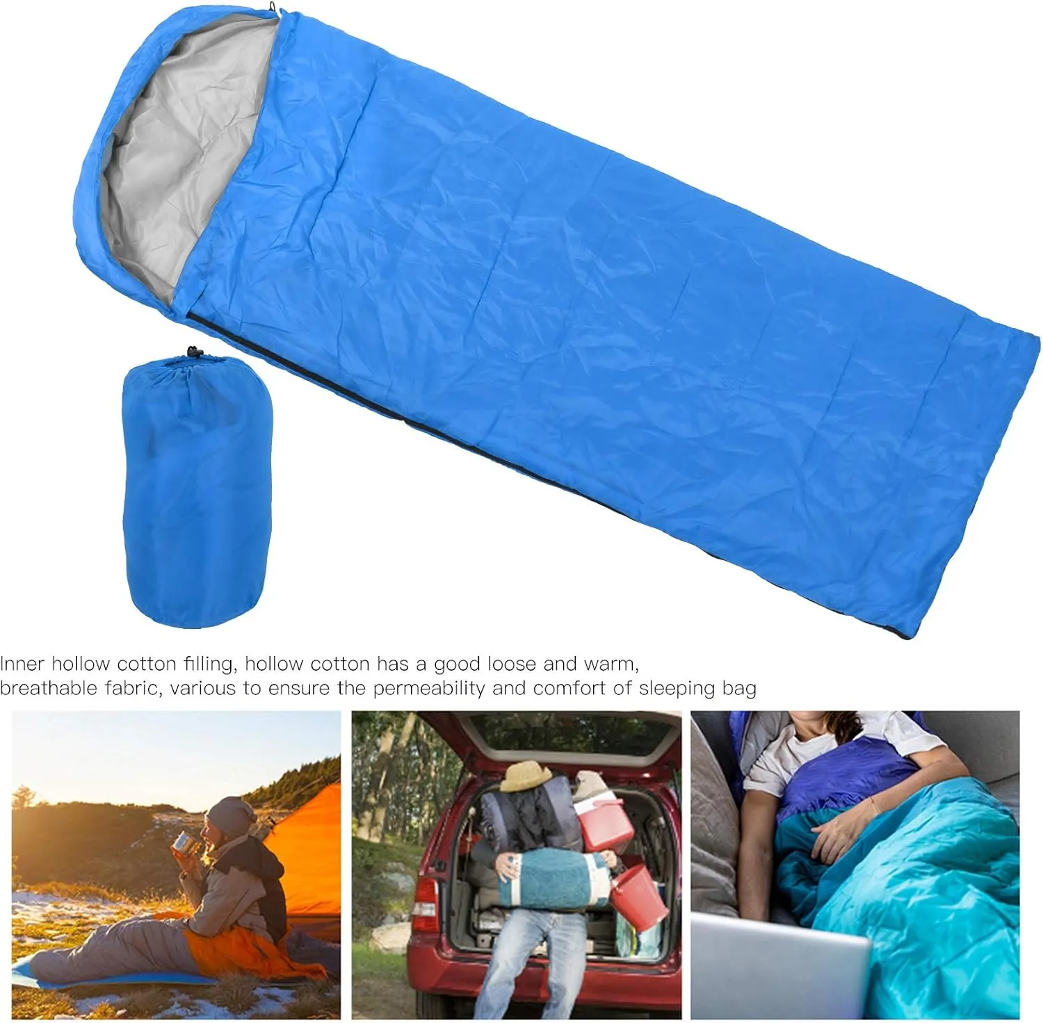 Camping Sleeping Bag, Three Seasons Constant Temperature Sleeping Bag, Portable Adult Outdoor Envelope Sleeping Bag with Storage Bag