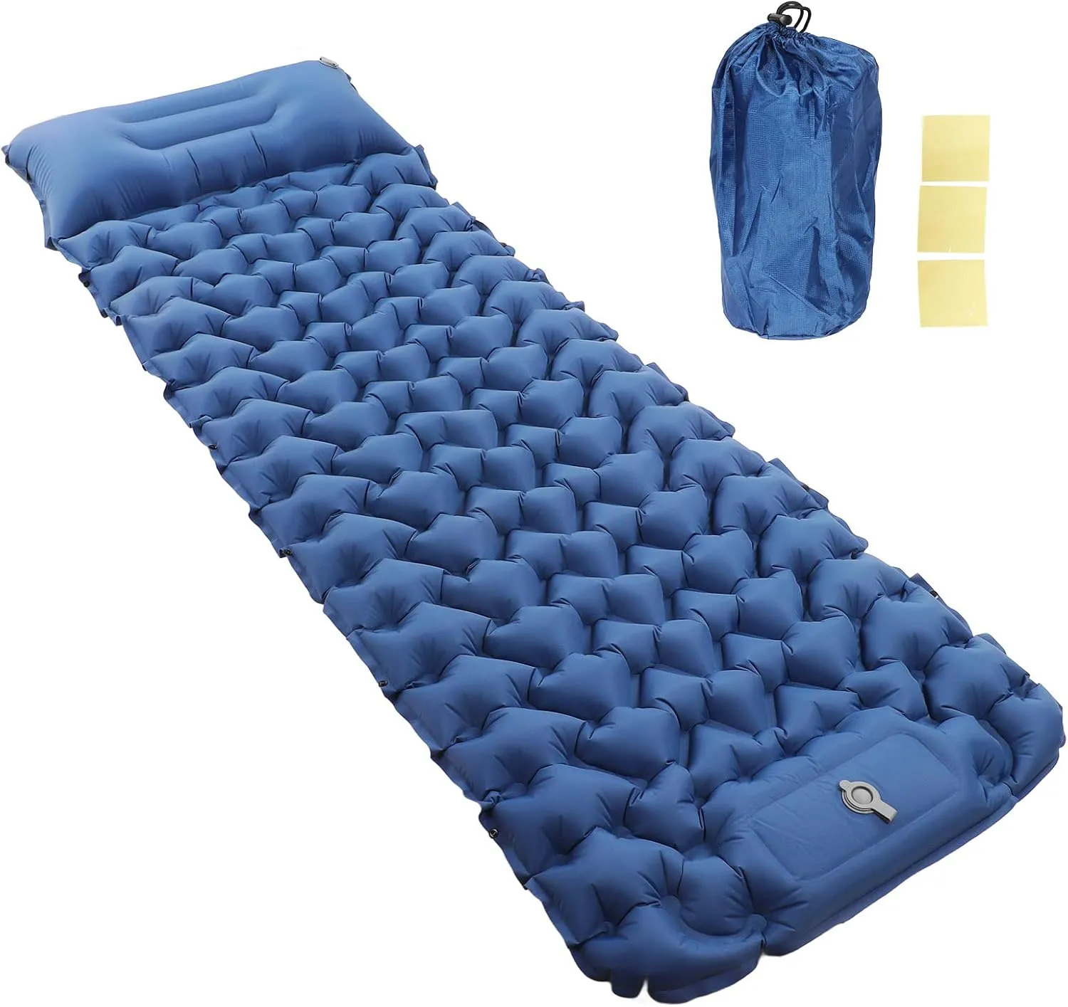 Camping Sleeping Pad Navy Blue Lightweight Moisture-Proof Inflatable Double Mattress with Storage Bag