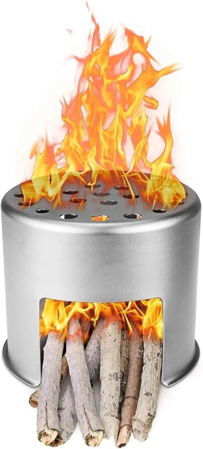 Camping Stove Outdoor Wood Burning Camp Stove Potable Folding Stainless Steel Backpacking Stove Camp Stoves