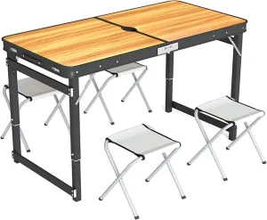 Camping Tables Portable Outdoor Folding Table with Height Adjustable Foldable Picnic Table Lightweight Fold up Table for Travel Garden BBQ Activity