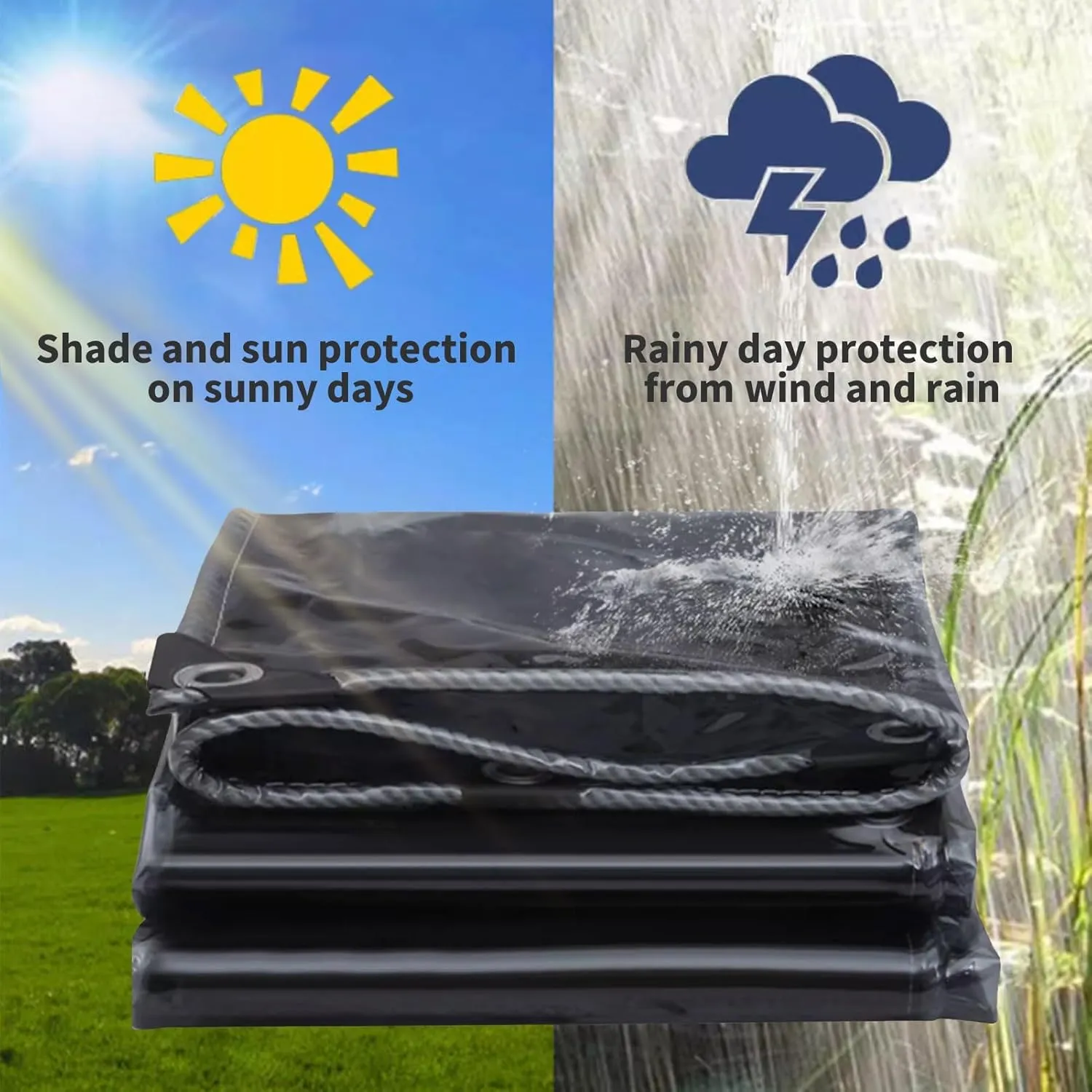 Camping Tarp, Black Translucent,Heavy Duty 400g/m² PVC Clear s with Eyelets Tarp Sheet Cover Soft Glass Home Garden Outdoor - Groundsheet Windproof Camping Patio(1.2x1.5m)