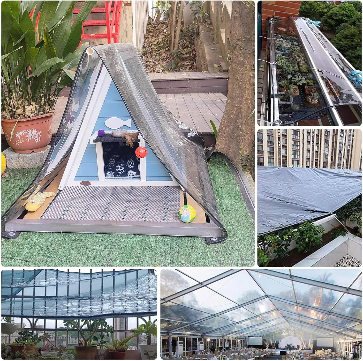 Camping Tarp, Black Translucent,Heavy Duty 400g/m² PVC Clear s with Eyelets Tarp Sheet Cover Soft Glass Home Garden Outdoor - Groundsheet Windproof Camping Patio(1.2x1.5m)