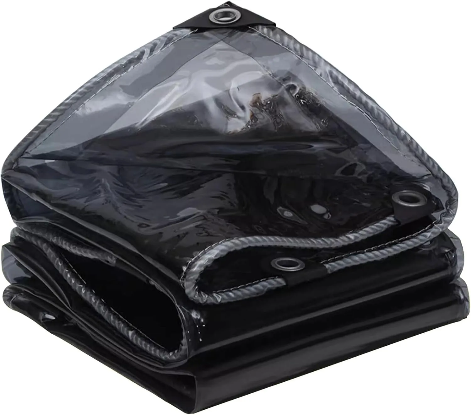 Camping Tarp, Black Translucent,Heavy Duty 400g/m² PVC Clear s with Eyelets Tarp Sheet Cover Soft Glass Home Garden Outdoor - Groundsheet Windproof Camping Patio(1.2x1.5m)