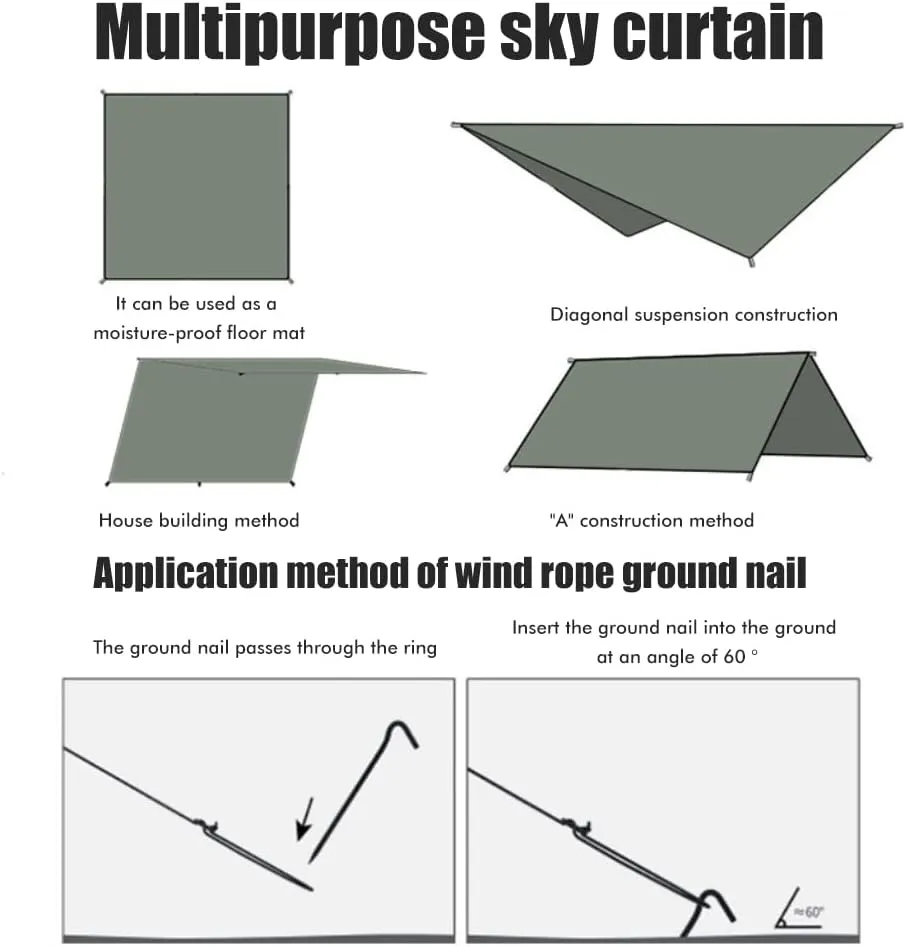 Camping Tarp Hammock Rain Fly Proof for Outdoor Activities (300 * 400cm)